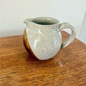 Stamped Rustic Ceramic Pitcher - Brown and Cream